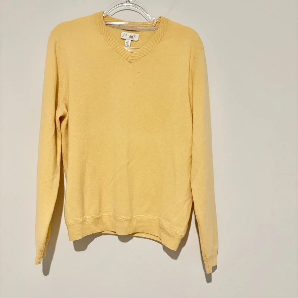 JOHN W‎ NORDSTROM V-NECK SWEATER 100% CASHMERE YELLOW SOLID MEN Medium